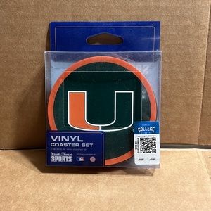 Miami Hurricanes  NCAA Vinyl Coaster Set (Pack of 4) "Brand New" in package